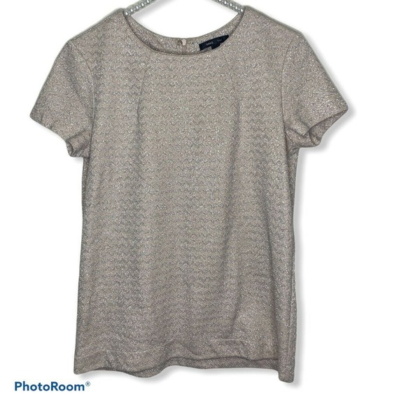 Mango suit metallic silver short sleeve blouse size xs - Picture 1 of 4